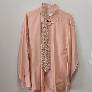 Joseph & Feiss Men's Coral Dress Shirt & Emilio Ponti Tie